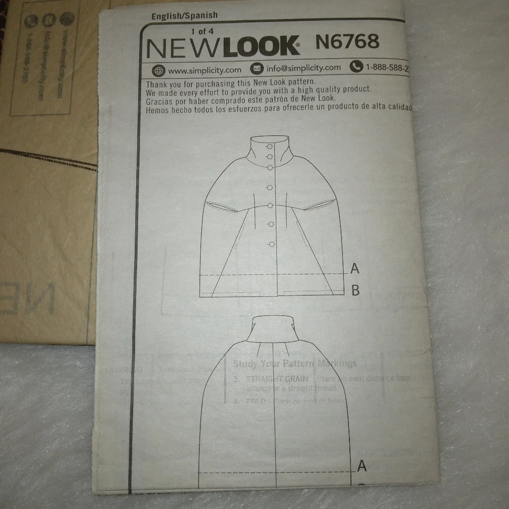 NEW LOOK N6768 Size S-XXL Misses Cape, EASY